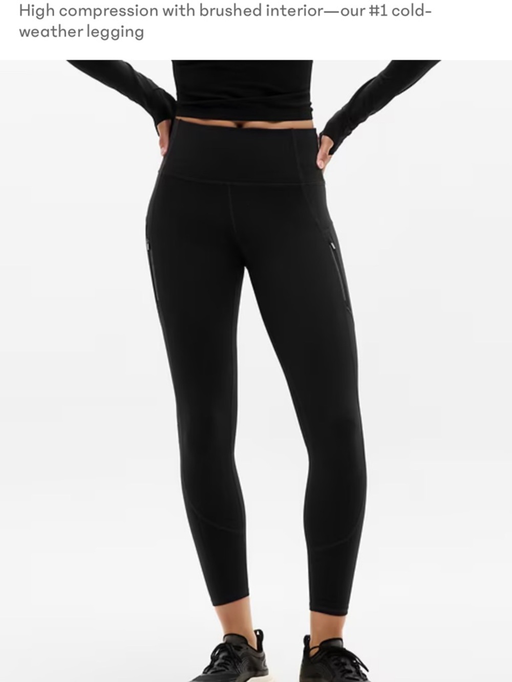 Athleta High-Waist Black Brushed-Interior Leggings